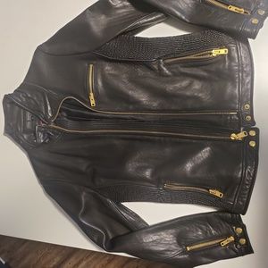 Via Spiga Leather Moto Jacket